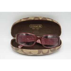 Coach Keri S464 Burgundy Pink Sunglasses Oval Wrap Silver Logo